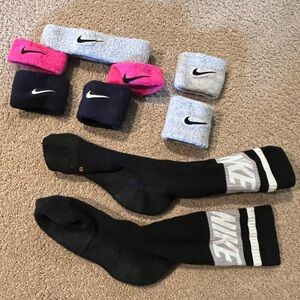 Nike Black Crew Socks & sweat bands